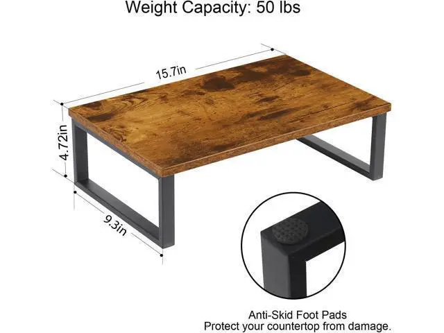 Alt view image 2 of 7 - Monitor Stand Riser 2 Pack Laptop Stand Riser Holder Wood Computer Stands Vintage Tabletop Storage Organizer Shelf for Notebook PC Printer Lift Stands TV Risers Wooden Desk Organizers Brown