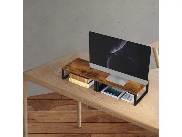 Alt view image 5 of 7 - Monitor Stand Riser 2 Pack Laptop Stand Riser Holder Wood Computer Stands Vintage Tabletop Storage Organizer Shelf for Notebook PC Printer Lift Stands TV Risers Wooden Desk Organizers Brown