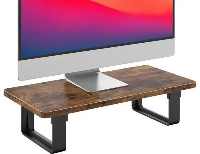 Main image of Monitor Stand Riser with 50 LB Capacity, Stable Wood Computer Monitor Stand for Desk Organizers, Anti-slip Computer Riser Monitor Shelf for PC Laptop Notebook Printer Computer iMac, Rustic Brown