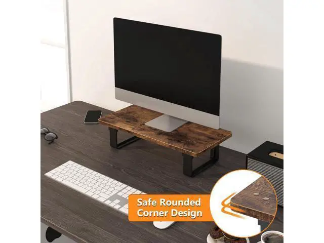 Alt view image 6 of 6 - Monitor Stand Riser with 50 LB Capacity, Stable Wood Computer Monitor Stand for Desk Organizers, Anti-slip Computer Riser Monitor Shelf for PC Laptop Notebook Printer Computer iMac, Rustic Brown