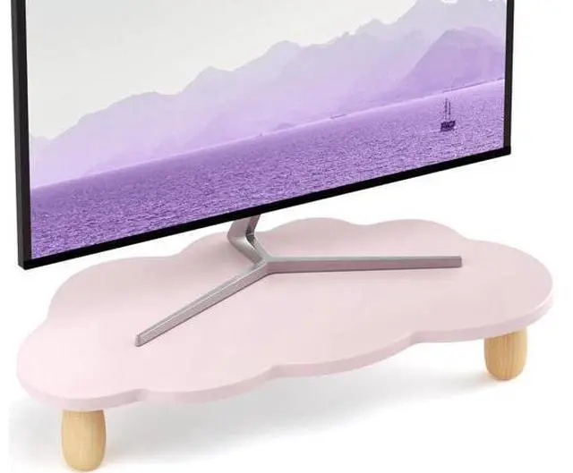 Main image of Monitor Stand Riser, Cloud-Shaped Sturdy Wood Computer Monitor Riser, Laptop Monitor Stand, Multi-Purpose Desktop Organizer Riser for Computer, Laptop, Printer, TV, Purple