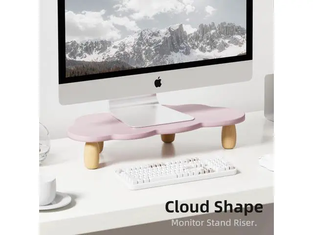 Alt view image 2 of 7 - Monitor Stand Riser, Cloud-Shaped Sturdy Wood Computer Monitor Riser, Laptop Monitor Stand, Multi-Purpose Desktop Organizer Riser for Computer, Laptop, Printer, TV, Purple