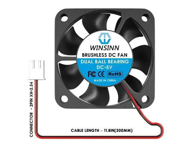 Alt view image 4 of 5 - WINSINN 40mm Fan 5V, 3D Printer Micro 5 Volt Fans 4010 Dual Ball Bearing, Brushless Cooling 40mmx10mm 2PIN (Pack of 2Pcs)