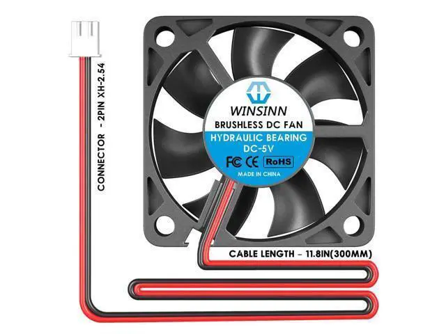 Alt view image 3 of 4 - WINSINN 50mm Fan 5V, 3D Printer Micro 5 Volt Fans 5010 Hydraulic Bearing, Brushless Cooling 50mmx10mm 2PIN (Pack of 5Pcs)