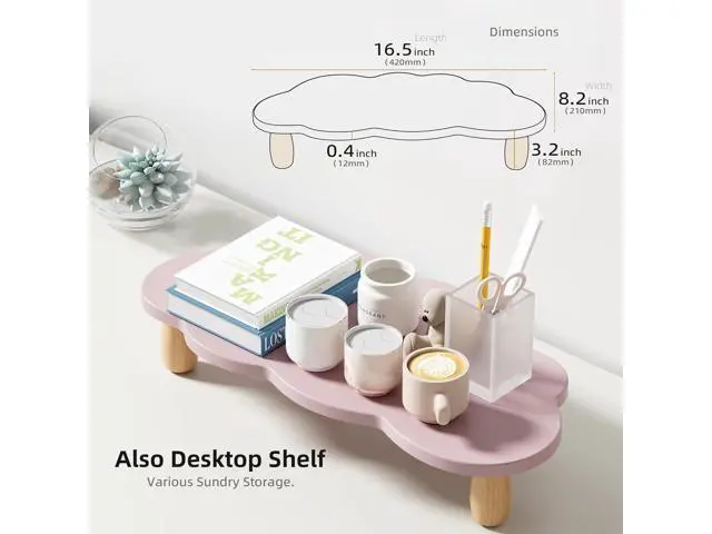 Alt view image 4 of 7 - Monitor Stand Riser, Cloud-Shaped Sturdy Wood Computer Monitor Riser, Laptop Monitor Stand, Multi-Purpose Desktop Organizer Riser for Computer, Laptop, Printer, TV, Purple