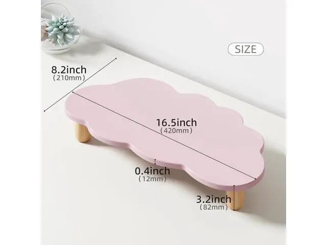 Alt view image 7 of 7 - Monitor Stand Riser, Cloud-Shaped Sturdy Wood Computer Monitor Riser, Laptop Monitor Stand, Multi-Purpose Desktop Organizer Riser for Computer, Laptop, Printer, TV, Purple