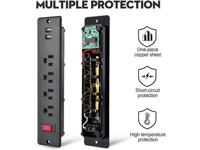 Alt view image 3 of 5 - USB Power Strip Recessed Power Socket Mountable Outlet Extender Multiple Protection 4 Outlet 2 USB Built in Conference Desk Workbench