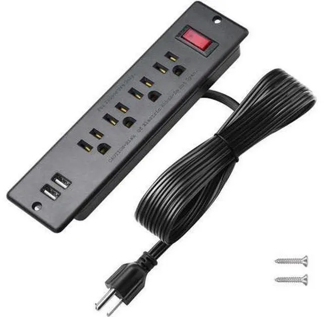 Main image of Mountable Power Strip Recessed Power Strip with USB 4 Outlet 2 USB Multiple Protection Built in Conference Desk Counter Workbench for PC Home Electric Appliance ETL Listed(Black)