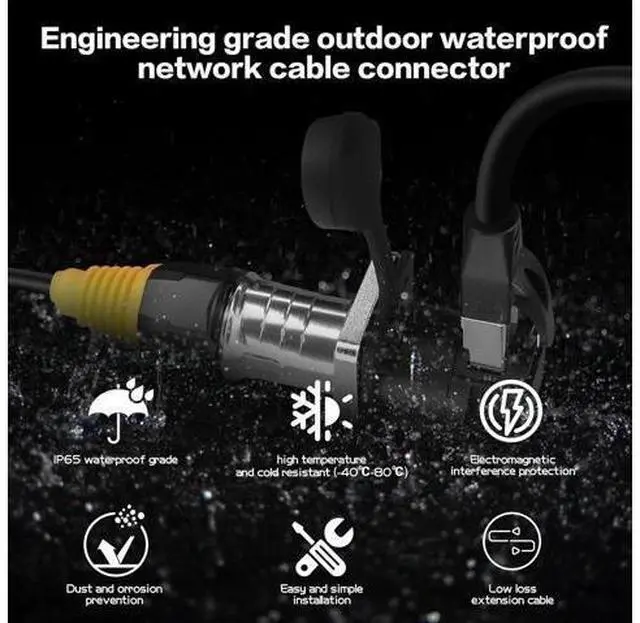 Alt view image 5 of 6 - YACSEJAO RJ45 Interface Waterproof Sockets Connector, Right Angle RJ45 Panel Mount IP65 Waterproof Cat5/5e/6 8P8C Ethernet LAN Extension Coupler Assembly for Indoor Outdoor Network, 2 Pair