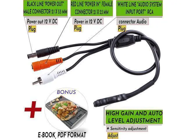 Alt view image 2 of 7 - CCTV Microphone Outdoor Microphone for WiFi Security Camera IP: Audio Microphone CCTV Surveillance Microphone RCA with High Sensitive Preamp Amplified Pickup Device Mic External Camera Sound (3Pack)