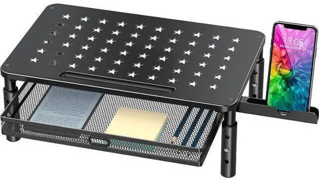 Main image of Zimilar Monitor Stand Riser with Metal Mesh Drawer, Height Adjustable with Phone Holder for Computer, Laptop, Printer, Notebook, Computer Monitor Stand with Storage