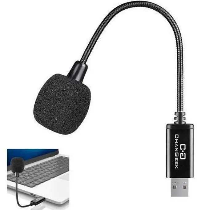 Main image of Mini USB Microphone for Laptop and Desktop Computer, with Gooseneck & Universal USB Sound Card, Compatible with PC and Mac, Plug & Play, Ideal Condenser Mic for Remote Work, Online Class