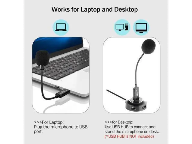 Alt view image 3 of 6 - Mini USB Microphone for Laptop and Desktop Computer, with Gooseneck & Universal USB Sound Card, Compatible with PC and Mac, Plug & Play, Ideal Condenser Mic for Remote Work, Online Class