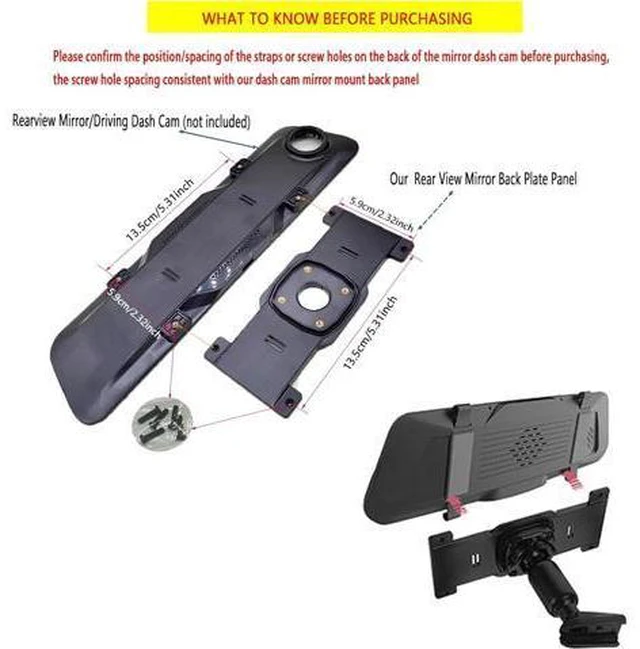 Alt view image 3 of 7 - CALLARON 1 Set Dash Cam Mirror Mount Rear View Mirror Back Plate Panel Car Rear View Camera Mount Kit for 5.5" - 12" Rearview Mirror Dash Cams