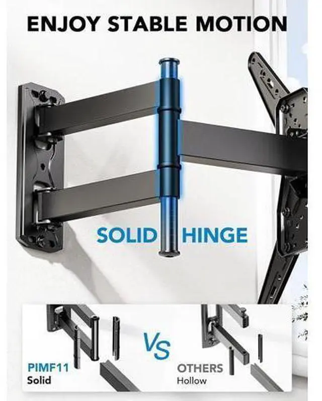 Alt view image 3 of 7 - Pipishell Full Motion TV Wall Mount for Most 26-60 inch TVs, 55 inch Compatible, with Swivel, Tilt, Extension, Single Stud Articulating TV Mount Bracket, Holds up to 77 lbs, Max VESA 400x400mm, PIMF11