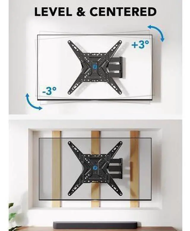 Alt view image 4 of 7 - Pipishell Full Motion TV Wall Mount for Most 26-60 inch TVs, 55 inch Compatible, with Swivel, Tilt, Extension, Single Stud Articulating TV Mount Bracket, Holds up to 77 lbs, Max VESA 400x400mm, PIMF11