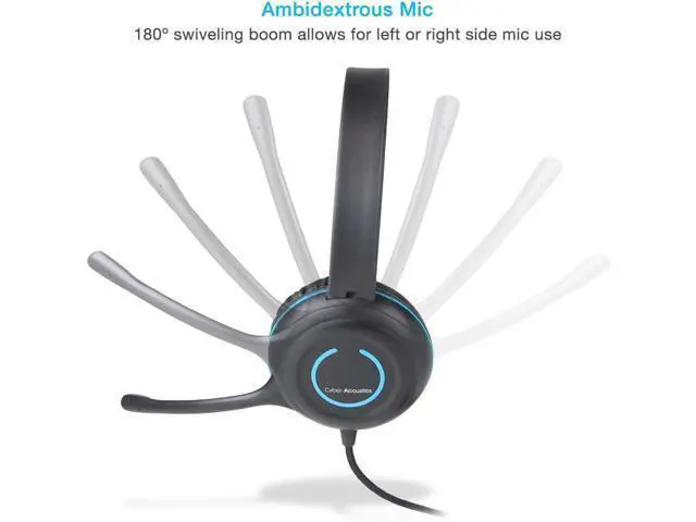 Alt view image 5 of 7 - Cyber Acoustics Stereo USB Headset (AC-5008A), in-line Controls for Volume & Mic Mute, Adjustable Mic Boom for PC & Mac, Perfect for Classroom or Home