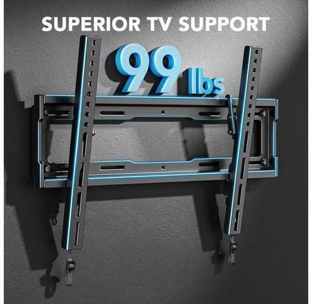 Alt view image 2 of 7 - Pipishell Tilt TV Wall Mount Bracket Low Profile for Most 23-55 Inch LED LCD OLED 4K Flat Curved TVs up to 99lbs Max VESA 400x400mm, 8° Tilting for Anti-Glaring, Fits 8-16 inch Wood Stud