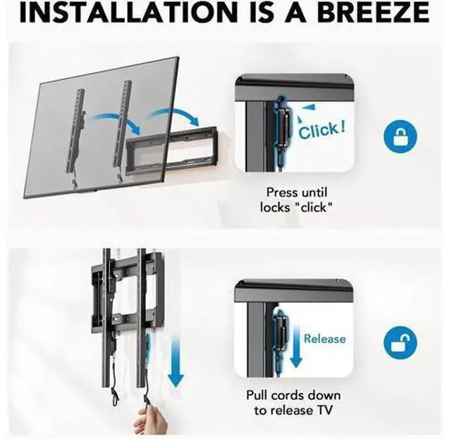 Alt view image 3 of 7 - Pipishell Tilt TV Wall Mount Bracket Low Profile for Most 23-55 Inch LED LCD OLED 4K Flat Curved TVs up to 99lbs Max VESA 400x400mm, 8° Tilting for Anti-Glaring, Fits 8-16 inch Wood Stud