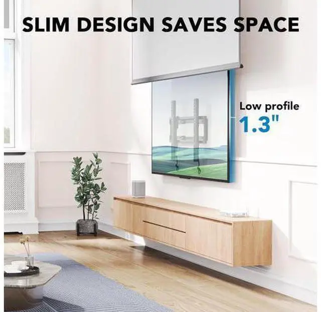 Alt view image 4 of 7 - Pipishell Tilt TV Wall Mount Bracket Low Profile for Most 23-55 Inch LED LCD OLED 4K Flat Curved TVs up to 99lbs Max VESA 400x400mm, 8° Tilting for Anti-Glaring, Fits 8-16 inch Wood Stud