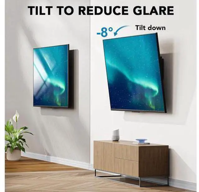 Alt view image 5 of 7 - Pipishell Tilt TV Wall Mount Bracket Low Profile for Most 23-55 Inch LED LCD OLED 4K Flat Curved TVs up to 99lbs Max VESA 400x400mm, 8° Tilting for Anti-Glaring, Fits 8-16 inch Wood Stud