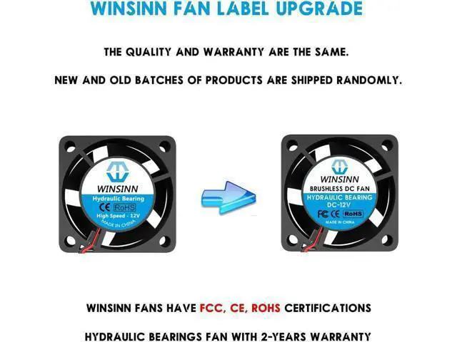 Alt view image 3 of 5 - WINSINN 40mm Fan 12V, 3D Printer Micro 12 Volt Fans 4020 Hydraulic Bearing, Brushless Cooling 40mmx20mm 2PIN (Pack of 4Pcs)
