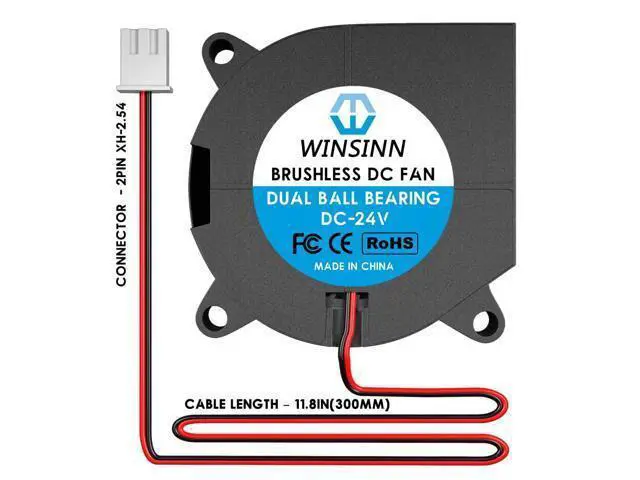 Alt view image 3 of 4 - WINSINN 40mm Blower Fan 24V, 3D Printer Micro 24 Volt Fans Blower 4020 Dual Ball Bearing, Brushless Cooling 40mmx20mm 2PIN (Pack of 2Pcs)