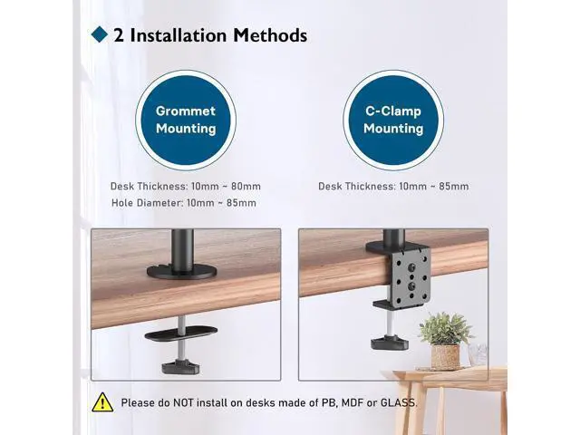 Alt view image 7 of 7 - BONTEC Dual Monitor Desk Mount, Monitor Stand for 1327 Inch LCD LED 2 Monitors, Ergonomic Full Motion Heavy Duty Double Arms Hold up to 22 lbs, VESA 75x75/100x100 mm