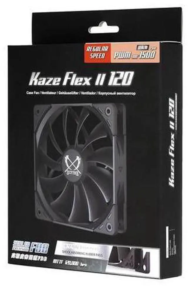 Alt view image 6 of 7 - Scythe Kaze Flex II 120 PWN, 120mm x 25mm Air Flow Optimized Quiet Operating Computer Case Fan, Fluid Dynamic Bearing, 4-Pin Connector, Single Pack (Standard Edition - 1500 RPM)