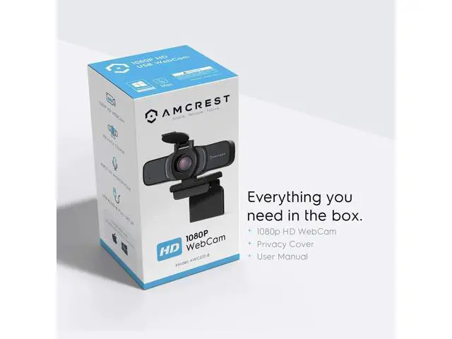 Alt view image 7 of 7 - Amcrest 1080P Webcam with Microphone & Privacy Cover, Web Cam USB Camera, Computer HD Streaming Webcam for PC Desktop & Laptop w/Mic, Wide Angle Lens & Large Sensor for Superior Low Light (AWC201-B)