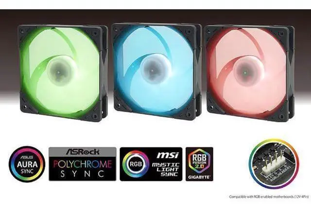 Alt view image 6 of 7 - Kaze Flex 120 Slim RGB PWN - 1800RPM, 120mm x 15mm High Air Flow Computer Case Fan, Fluid Dynamic Bearing, PWN 4-Pin Connector, RGB 12V 4-Pin Connector, Single Pack, Black