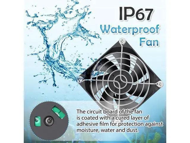 Alt view image 3 of 7 - GDSTIME 80mm x 25mm 12V DC Waterproof IP67 Fan Dual Ball Bearing Small Brushless Cooling Fans 2-Pin for RV Fridge Micro Greenhouse AV Cabinets Ventilation