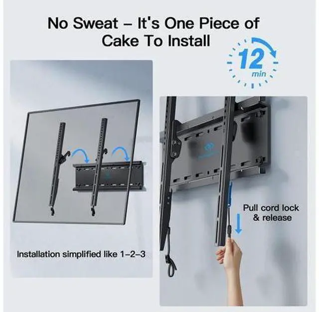 Alt view image 3 of 6 - PERLESMITH Tilting TV Wall Mount Bracket Low Profile for Most 23-60 inch LED LCD OLED, Plasma Flat Screen TVs with VESA 400x400mm Weight up to 115lbs, Fits 16" Wood Stud