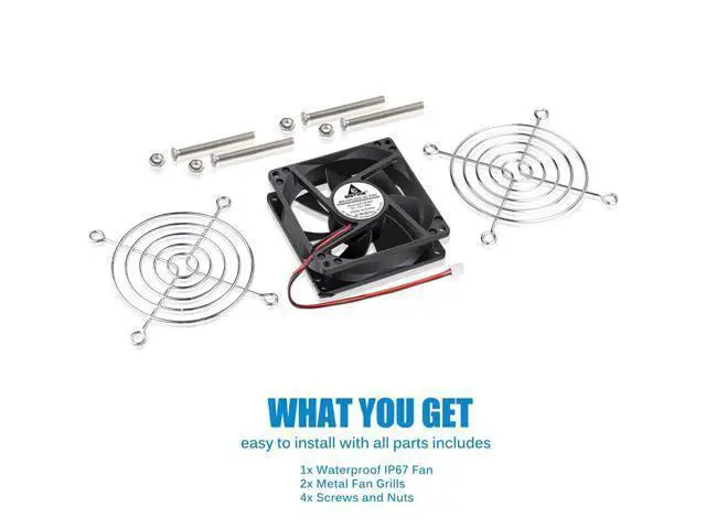 Alt view image 7 of 7 - GDSTIME 80mm x 25mm 12V DC Waterproof IP67 Fan Dual Ball Bearing Small Brushless Cooling Fans 2-Pin for RV Fridge Micro Greenhouse AV Cabinets Ventilation