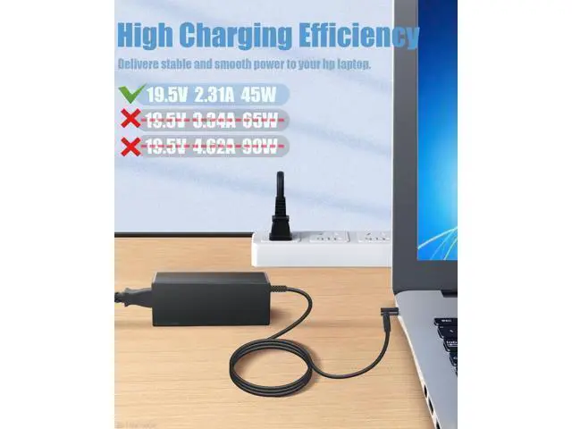 Alt view image 4 of 6 - 45W 19.5V 2.31A Laptop Power Adapter Charger for HP 741727-001 721092-001 719309-001 HSTNN-DA40 ADP-45WD B, Pavilion TouchSmart 11 13 15 Series Notebook Stream 14 13 11 Envy X360 Blue Tip Cord