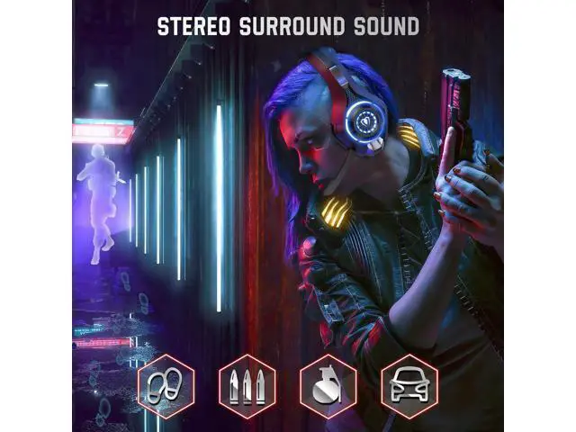 Alt view image 5 of 6 - Gaming Headset for PS4 PS5 Xbox One Switch PC with Noise Canceling Mic, Deep Bass Stereo Sound
