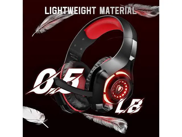 Alt view image 5 of 6 - Gaming Headset for PS4 PS5 Xbox One Switch PC with Noise Canceling Mic, Deep Bass Stereo Sound (Black Red)-1