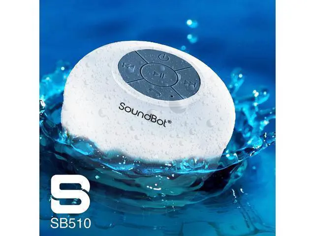 Alt view image 4 of 7 - Soundbot SB510 HD Water Resistant Bluetooth Shower Speaker, Handsfree Portable Speakerphone with Built-in Mic, 6hrs of Playtime, Control Buttons and Dedicated Suction Cup for Showers (White)