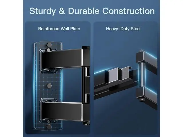 Alt view image 4 of 7 - PERLESMITH Full Motion TV Wall Mount for Most 26-60 inch Flat Curved OLED 4K TVs up to 77lbs, Wall Mount TV Bracket with Swivel & Extension Arm, Tilt, Leveling, Max VESA 400x400mm, PSMFK12