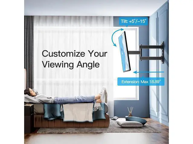 Alt view image 6 of 7 - PERLESMITH Full Motion TV Wall Mount for Most 26-60 inch Flat Curved OLED 4K TVs up to 77lbs, Wall Mount TV Bracket with Swivel & Extension Arm, Tilt, Leveling, Max VESA 400x400mm, PSMFK12