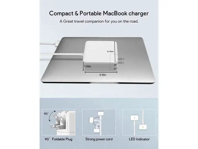 Alt view image 2 of 7 - 85W Mac Book Pro Charger, Replacement AC 85w 2T-Tip Connector Power Adapter,Laptop Charger Compatible with MacBook pro & Mac Book Pro 13 inch-15 inch Retina After Mid 2012