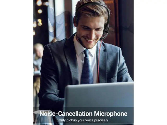 Alt view image 2 of 6 - NUBWO HW02 USB Headset with Microphone,Work Headset with Mic&in-line Control, Super Light, Ultra Comfort Computer Headset for Laptop pc, On-Ear Wired Office Call Center Headset for Boom Skype Webinars
