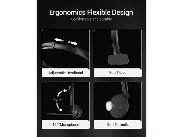 Alt view image 5 of 6 - NUBWO HW02 USB Headset with Microphone,Work Headset with Mic&in-line Control, Super Light, Ultra Comfort Computer Headset for Laptop pc, On-Ear Wired Office Call Center Headset for Boom Skype Webinars