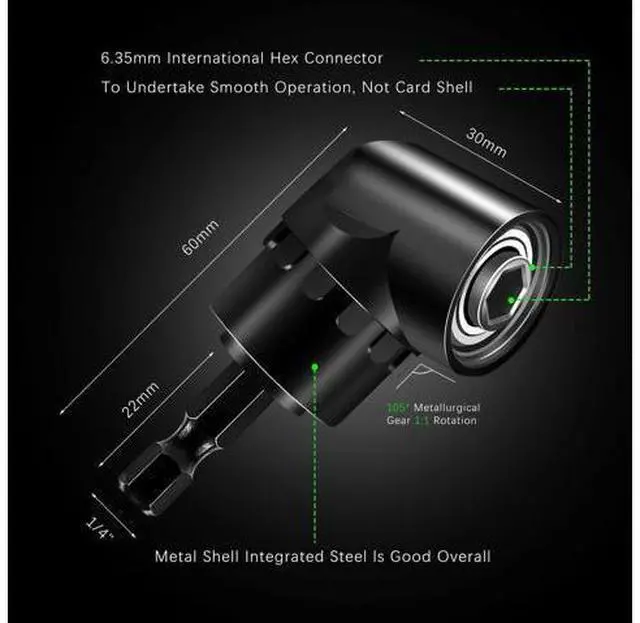 Alt view image 2 of 7 - Impact Grade Driver Sockets Adapter Extension Set Drill Bit 3Pcs 1/4 3/8 1/2" Universal Socket Adapter Set and Right Angle Drill 105 Degree Right Angle Screwdriver set Drill Hex Bit Socket Adapter