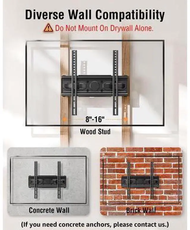 Alt view image 6 of 7 - EconoMe TV Wall Mount for Most 26-70 inch tvs, Full Motion TV Mount Swivel and Tilt, Wall Mount Bracket Max VESA 400x400mm, Holds up to 99 lbs, Fits 8 12 16" Wood Studs.