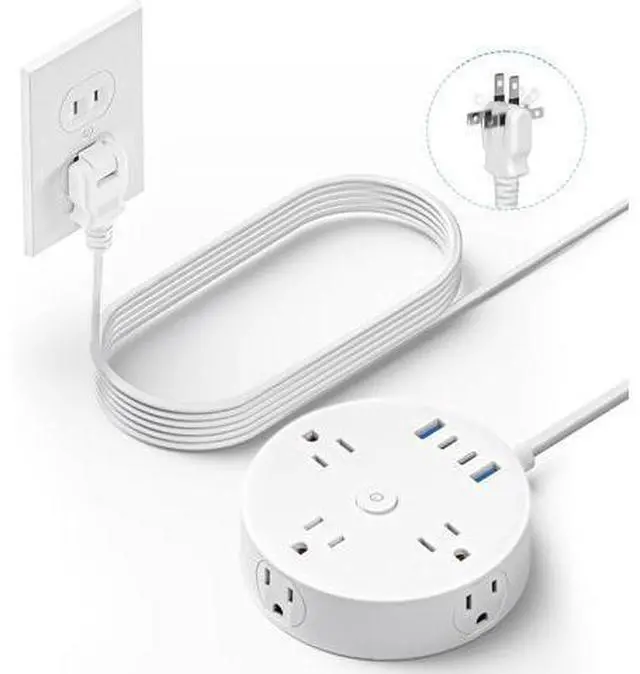 Main image of 10FT 2 Prong Power Strip, Yozisital 2 Prong to 3 Prong Outlet Adapter, Flat Extension Cord, Surge Protector with Rotating Plug, 6 Outlets 4 USB(2 USB C), Wall Mount, Ideal for Non-Grounded Outlets