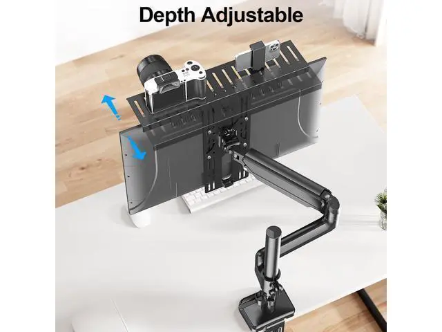 Alt view image 5 of 7 - DSLR Monitor Mount Hold up to 11 lbs, Monitor Top Shelf for Livestream Device, Camera Mount, Webcams, Microphones, Lighting and More, Fits VESA Mount 75/100mm, Height Adjustable