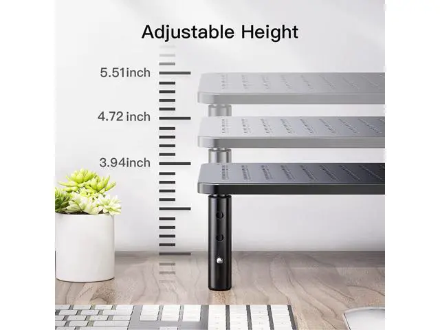 Alt view image 4 of 7 - HUANUO Monitor Stand for Desk, Computer Monitor Stand Height Adjustable, Monitor Riser for 2 Monitors, Laptop Stand for Desk, 2 Pack, Black