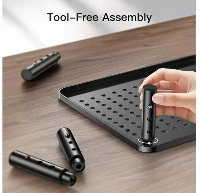 Alt view image 7 of 7 - HUANUO Monitor Stand for Desk, Computer Monitor Stand Height Adjustable, Monitor Riser for 2 Monitors, Laptop Stand for Desk, 2 Pack, Black