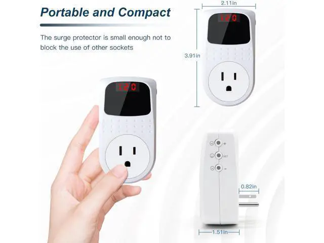 Alt view image 4 of 7 - BSEED Surge Protector Outlet, Voltage Regulator, Surge Protector for Refrigerator/TV/PC/Home Appliance, Wall Tap Adapter, Space Saving Design, LED Display Screen, Adjustable,120V, 15A, 1800W, 1 Pack